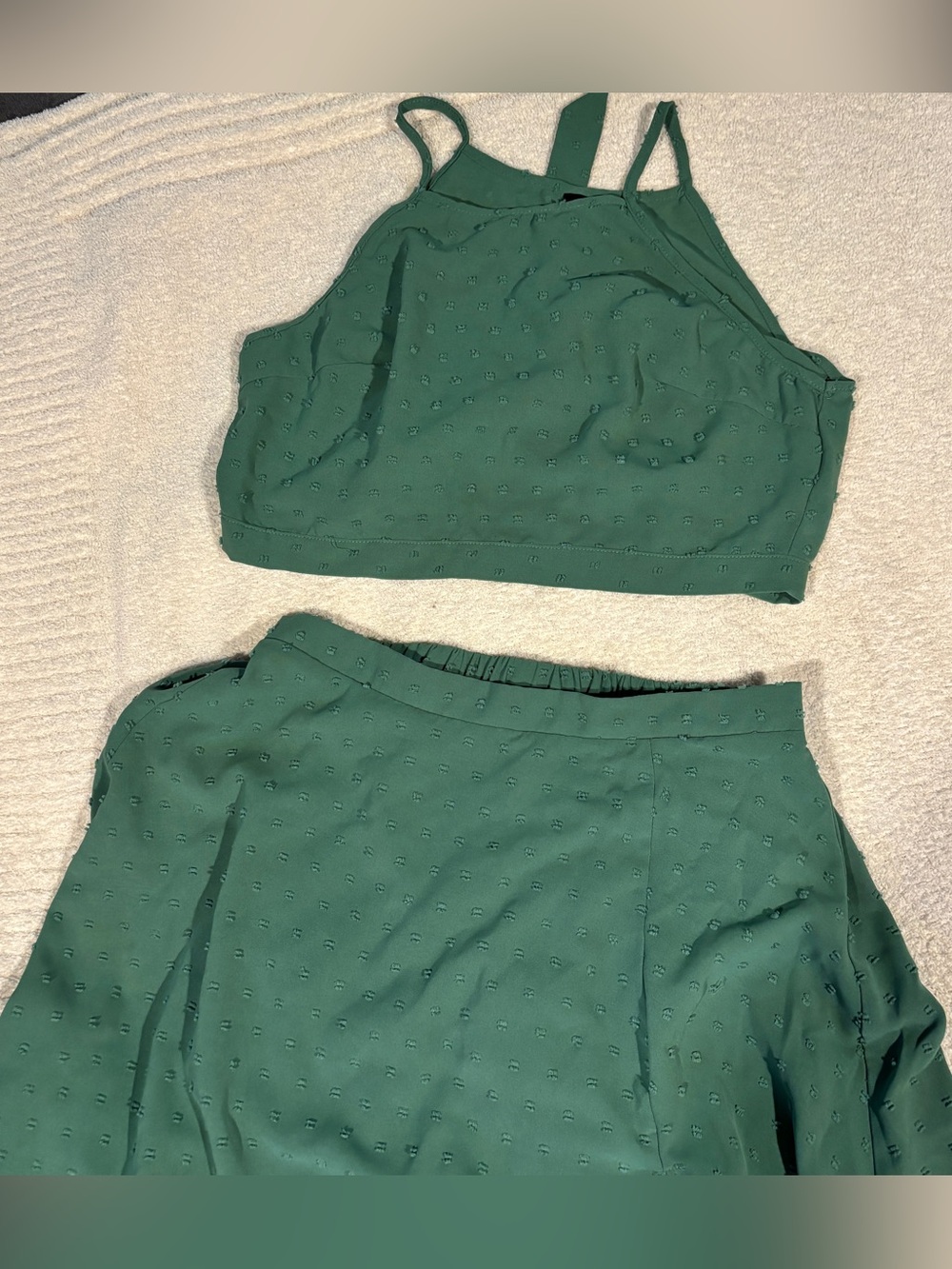 SHEIN Green Two-Piece Crop Top & Skirt Set Size L